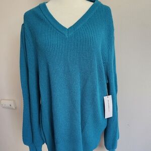 NWT Liz Claiborne Women's Teal Cable Knit Sweater Size 2XL